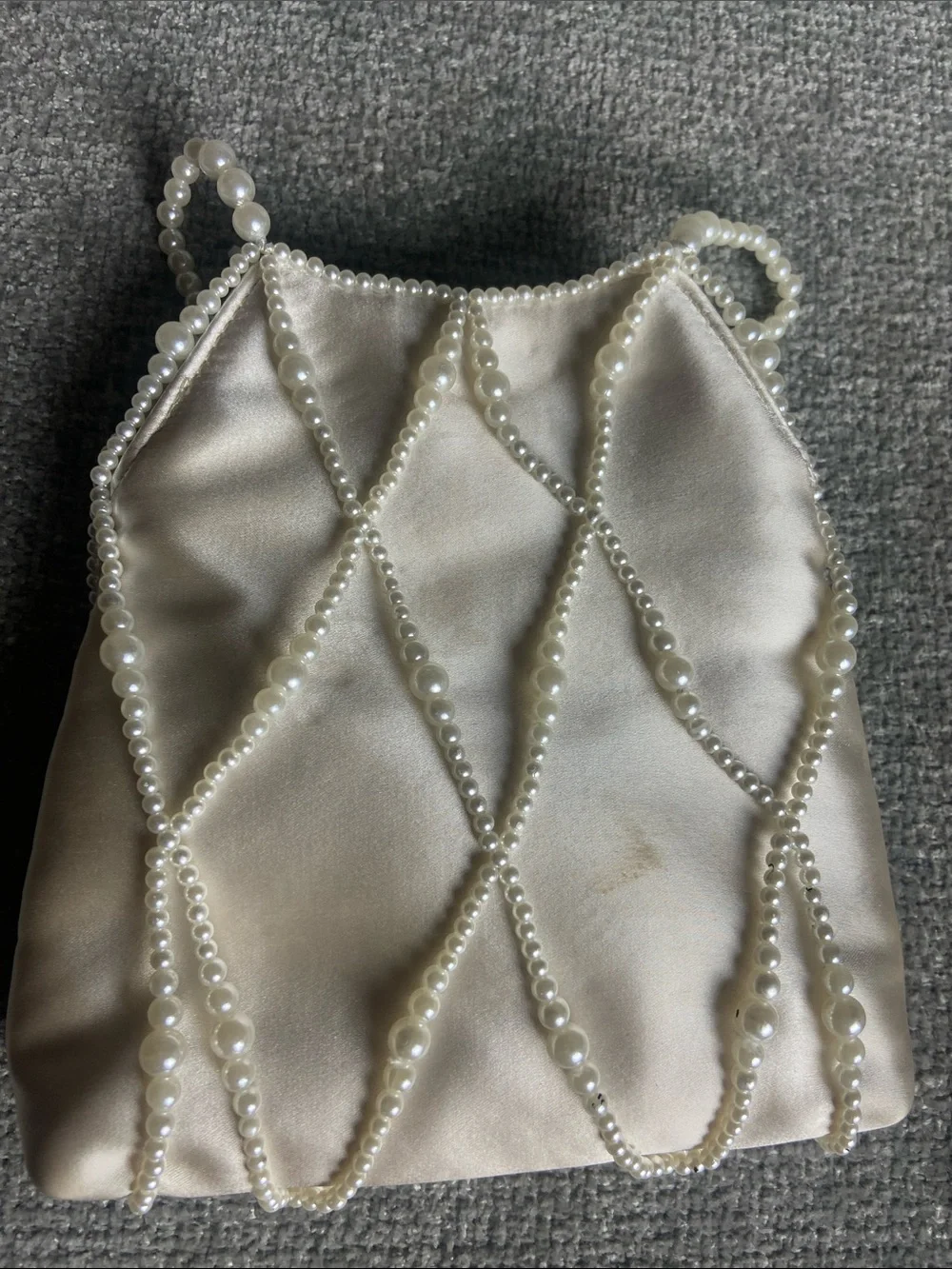 Lulu's Ivory Pearl-Embellished Satin Bag